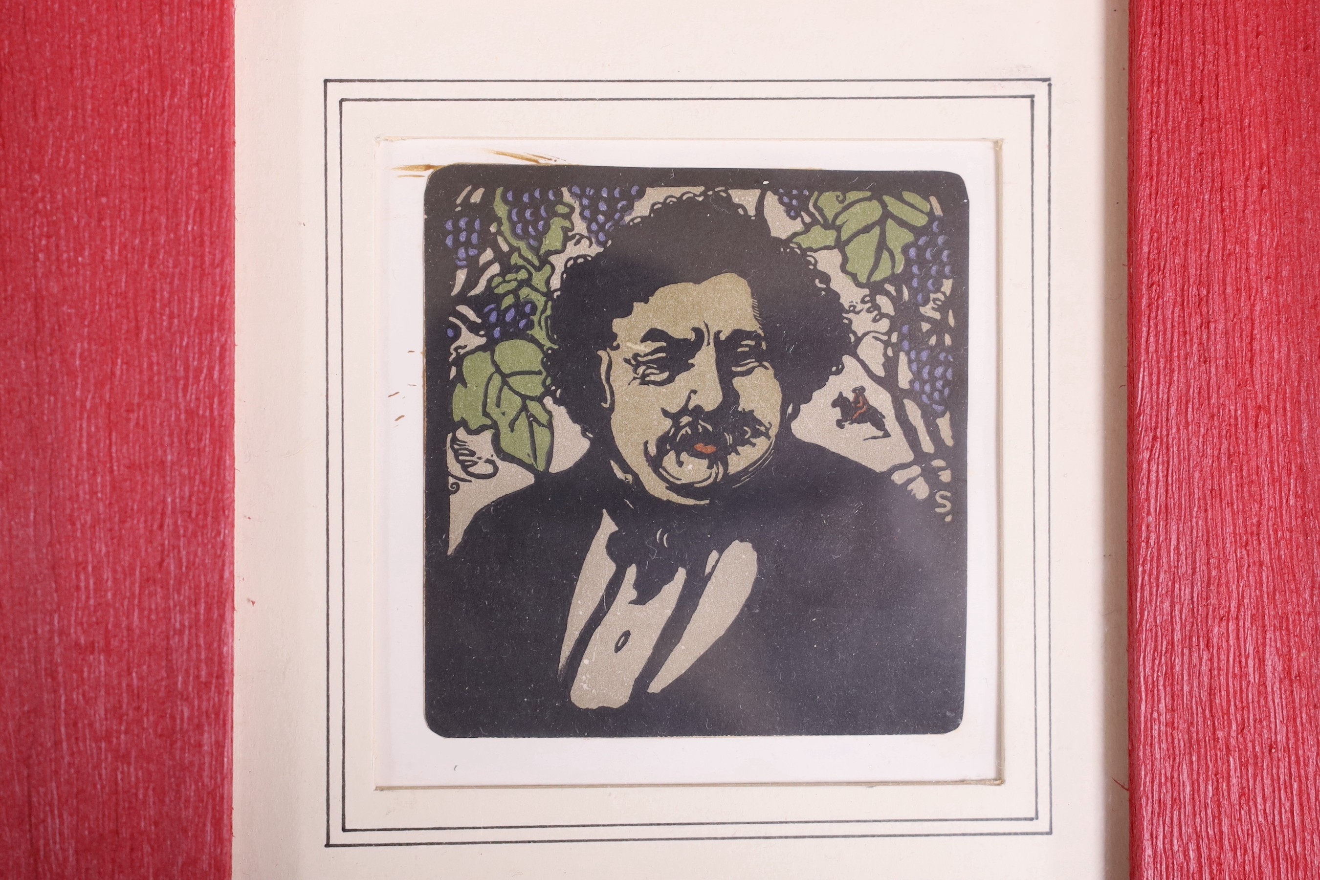 William Nicholson, wood engraving, Portrait of Dumas, 7.5 x 7cm and and 18th century engraving, 7 x 8cm